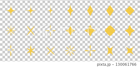 シンプルな星・キラキラのアイコンセット 黄色 simple shining icon set シンプルな星・キラキラのアイコンセット 黄色 simple shining icon set 130061766