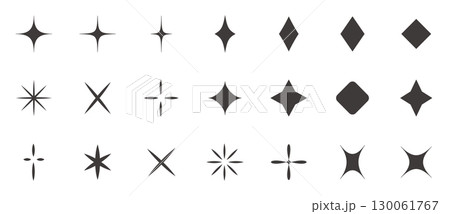 シンプルな星・キラキラのアイコンセット　黒　　simple shining icon set 130061767