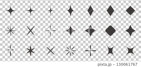 シンプルな星・キラキラのアイコンセット　黒　　simple shining icon set 130061767