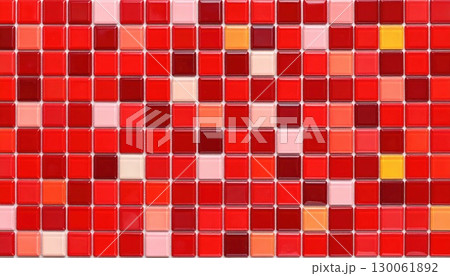 《AI画像》赤いモザイクタイルの背景素材 《AI画像》赤いモザイクタイルの背景素材 130061892
