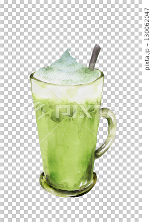 アイス抹茶ラテの水彩画 130062047