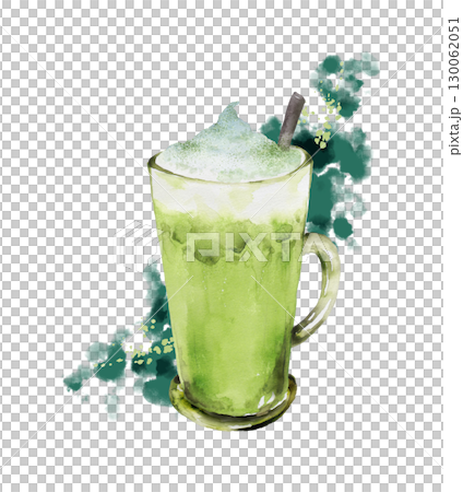 冰抹茶拿鐵水彩畫-摘要背景 130062051