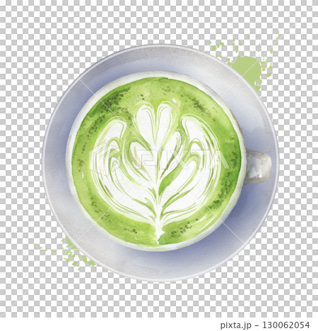 抹茶ラテの水彩画　抽象的な背景 130062054