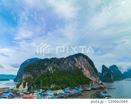 An aerial view of the Panyee Islands, with many islands and intact mangrove forests. An aerial view of the Panyee Islands, with many islands and intact mangrove forests. 130062064