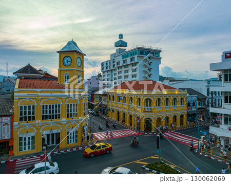 aerial view classic and beautiful architecture at Charter square of Phuket aerial view classic and beautiful architecture at Charter square of Phuket 130062069