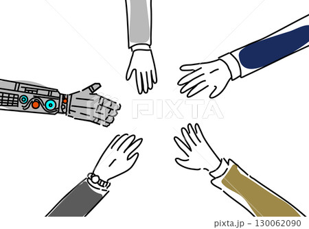 人間と機械が手を取り合うDXイメージ 130062090