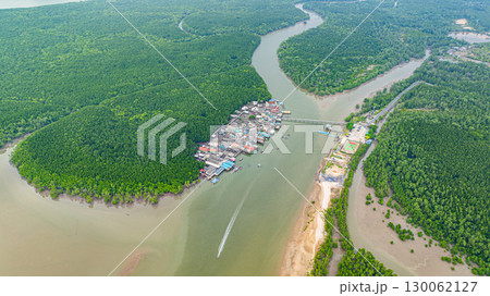 Aerial view of Bang Phat fishing village island 130062127