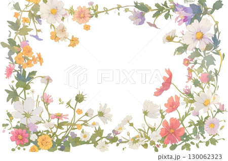 華やかな花のフレーム素材 華やかな花のフレーム素材 130062323