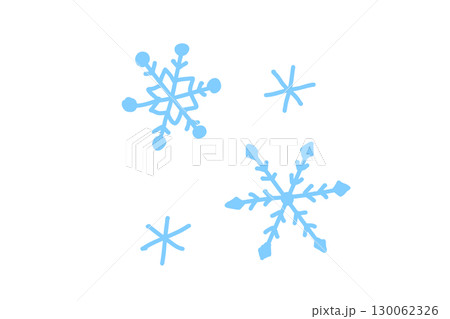 クリスマスやホリデー装飾向けの手描き風雪の結晶クリップアート 130062326