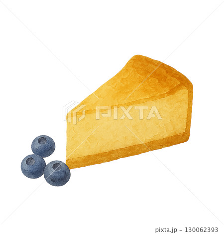 ブルーベリーとチーズケーキの水彩風イラスト 130062393