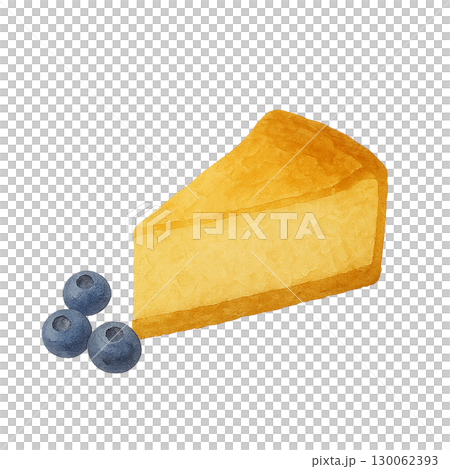 藍莓和起司蛋糕的水彩插圖 130062393