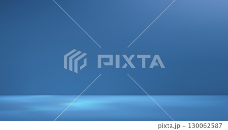 Empty blue studio room background with light floor and dark wall. Vector 3d bg of empty photo table or product display stand with light gradation and perspective. House interior and show room themes 130062587