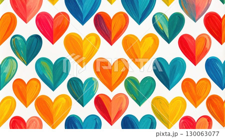 《AI画像》カラフルなハート模様の背景素材 《AI画像》カラフルなハート模様の背景素材 130063077