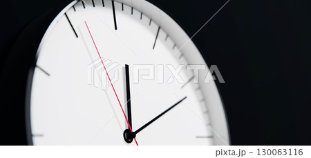 Modern 3D Clock Design on Black Wall Background, Time Concept Background 130063116