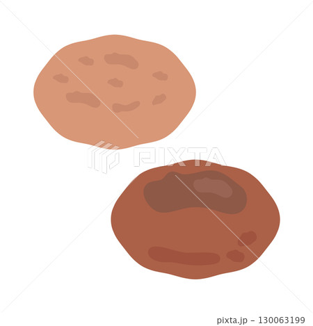 ハンバーグ（焼く前と焼いた後）　イラスト 130063199