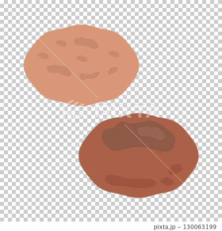 ハンバーグ（焼く前と焼いた後）　イラスト 130063199