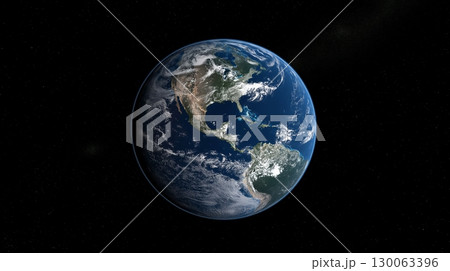 View of Earth from space with vibrant colors and stars in the background 130063396