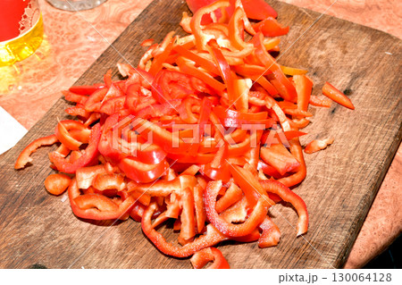 Chopped sweet pepper. Chopped sweet pepper. 130064128