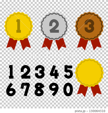 順位がかかれたメダルのイラスト 130064310