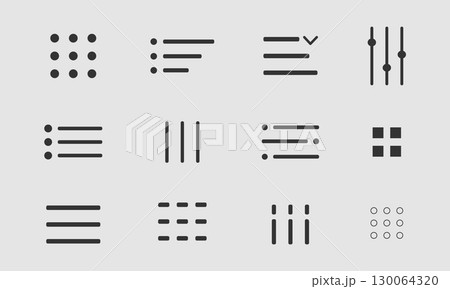 Website navigation button set. Hamburger menu line icon Hamburger interface menu simple line, minimal ui popup burger. Template navigation dropdown button web symbol. Interface design element 130064320