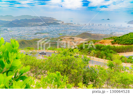 View of the city by the sea.  130064528