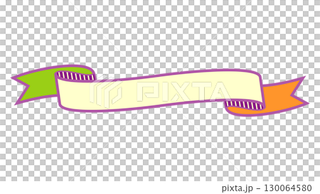 Colorful autumn and Halloween color ribbon label heading orange purple green yellow vector png 130064580