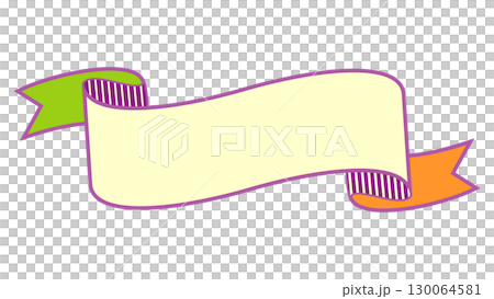 Colorful autumn ribbon Halloween color heading title label vector png 130064581