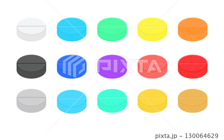 鮮やかな色のシンプルな丸い錠剤のセット - カラフルな薬・サプリメントやドラッグのイメージ素材 鮮やかな色のシンプルな丸い錠剤のセット - カラフルな薬・サプリメントやドラッグのイメージ素材 130064629