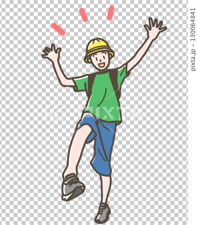 はしゃぐ小学生の男の子のイラスト 130064841