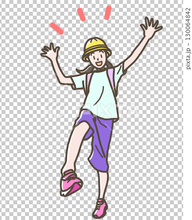 はしゃぐ小学生の女の子のイラスト 130064842