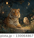 夜の虎とふくろう 130064867