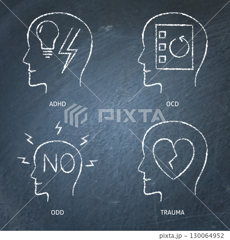 Neurodiversity symbols chalkboard icon set 130064952