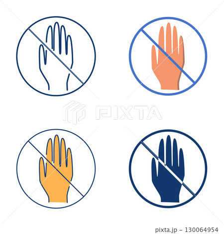 No touch flat and line icon set 130064954