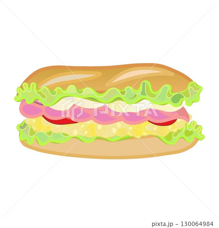 卵とハムとトマトのサンドイッチのイラスト 130064984