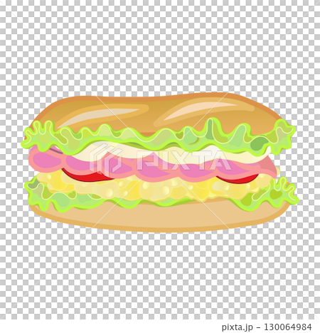 雞蛋、火腿和番茄三明治插圖 130064984