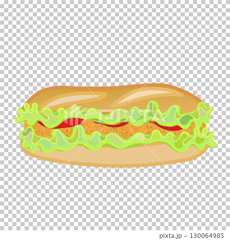 カツとトマトのサンドイッチのイラスト 130064985
