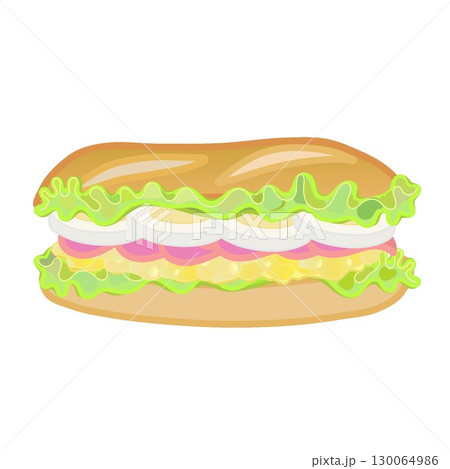 卵とハムのサンドイッチのイラスト 130064986