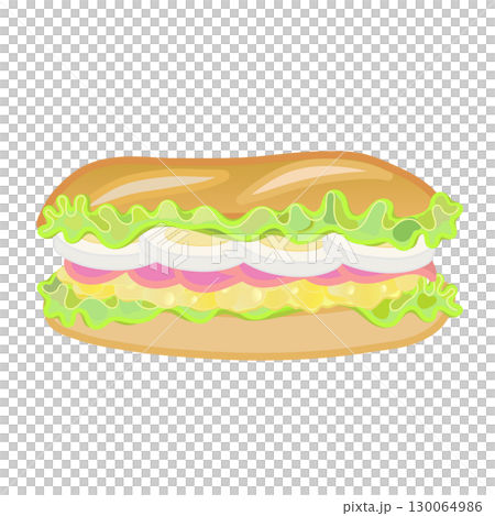 Egg and ham sandwich illustration 130064986