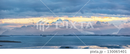 Amazing view of Vatnajokull Glacier at sunset. Amazing view of Vatnajokull Glacier at sunset. 130065401