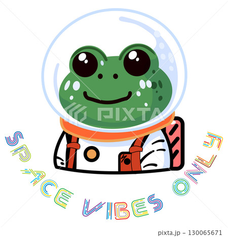 Cute Astronaut Frog with Space Vibes Only Funny Quote 130065671