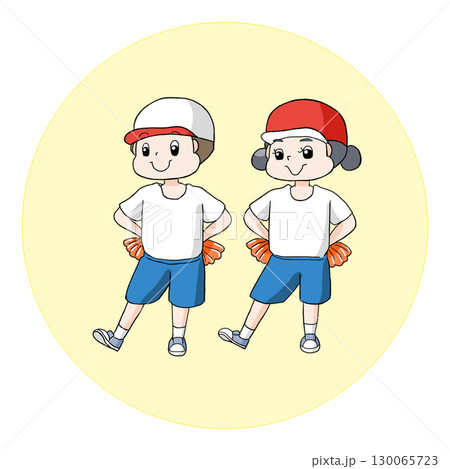 運動会でダンスをする男の子と女の子 130065723
