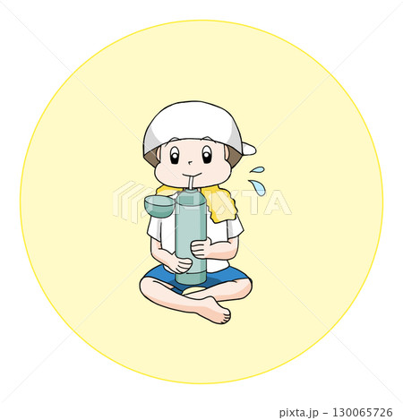 運動会で水分補給をする男の子 130065726