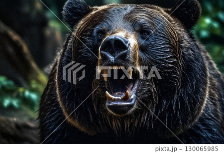 AI生成 恐ろしい野生のクマの顔面 AI生成 恐ろしい野生のクマの顔面 130065985