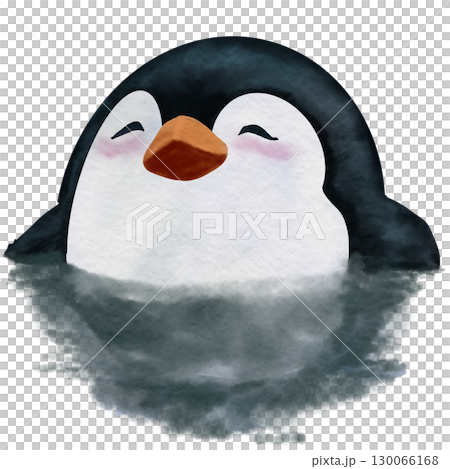 Cute Penguin soaking hot springs 130066168
