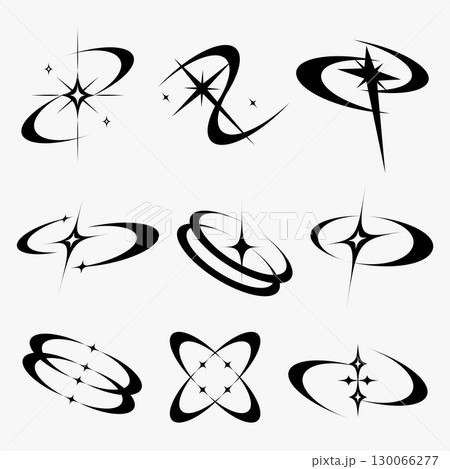 Y2K Cosmic Orbit Elements with Sparkle Stars Futuristic Abstract Vector Set Y2K Cosmic Orbit Elements with Sparkle Stars Futuristic Abstract Vector Set 130066277