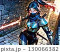 武器を片手に遺跡を探索する女戦士 130066382