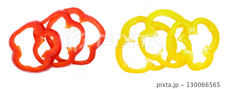 red sweet bell pepper isolated on white background. Top view. Flat lay 130066565