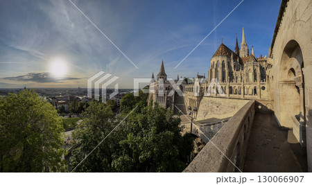 Magnificent Buda Castle Complex Overlooking Budapest Hungary Cityscape at Golden Hour 130066907
