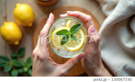 Detox Ritual with Lemon Water and Mintのイラスト素材 [130067330] - PIXTA