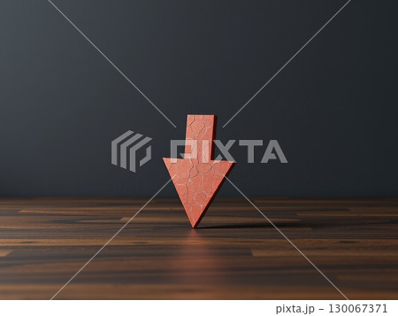 Single Downward Arrow. Trend or Challenge 130067371